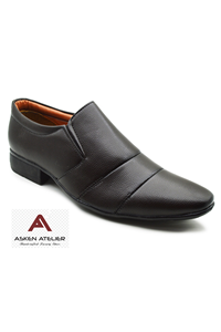 Men's Classic Formal Slip-On Leather Breathable Soft Dress Shoes with Round <b>Toe</b> Elegant Business & Office Shoes <b>by</b> Asken Atelier - Product Image 3