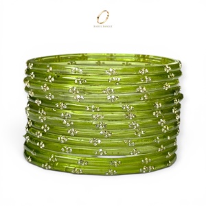 Juego de Brazaletes de Cristal Kashmiri Verdes de Moda para Novias Indias, con Diseño de Gotas de Lluvia, para Mujeres, para Bodas y Fiestas, Precio al por Mayor - Product Image 2