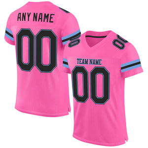 Camiseta de Fútbol Rosa Personalizada, Negra y Azul Claro, Malla Transpirable, Auténtica, de Alta Calidad, Ropa Deportiva, Camiseta de Alto Rendimiento Atlético - Product Image 1