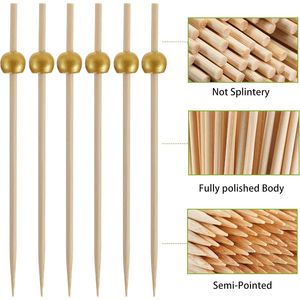 200pcs 4.7 Inch Bamboo Cocktail Picks <b>Toothpicks</b> Appetizers Skewers for Drinks Desserts Tableware Decorations for Parties - Product Image 2