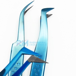 Juego de Pinzas para Pestañas de Acero Inoxidable Profesional de Alta Calidad RMI, Punta Suave de Precisión, Color Azul Plasma para Extensión de Pestañas - Product Image 5