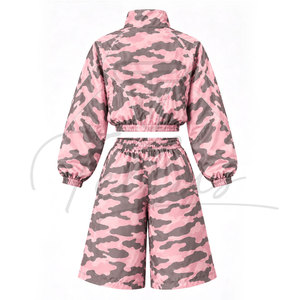 Customized <b>Women</b> Cropped Windbreaker Set Lightweight <b>Long</b> Sleeve Jacket High Waist <b>Long</b> <b>Shorts</b> Streetwear Casual Windbreaker Set - Product Image 4