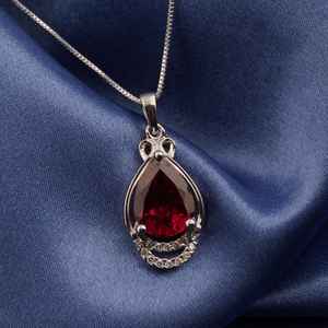 <b>Ruby</b> Teardrop Pendant 925 Sterling Silver July Birthstone Pendant Elegant Handmade Jewelry Gift For Her - Product Image 1