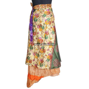 Nuevas faldas bohemias de seda tipo sari, falda mágica envolvente, falda india vintage reversible tipo sari / Sarong para niñas / Uso multiusos - Product Image 3