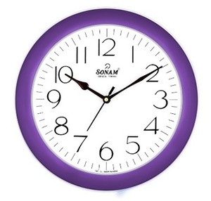 Sonam <b>Round</b> Plastic Wall Clock Analog Quartz Silent Orange Frame White Dial 797-CL Made In India - Product Image 4