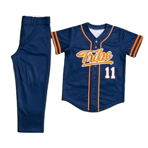 Uniforme de Béisbol Tribe Azul Marino con Ribete Naranja Número 11 para Hombre Adulto, Personalizado con Impresión, Diseño Transpirable de Poliéster - Product Image 3