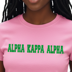 Camiseta Universitaria AKA para Mujer, Color Rosa, Manga Corta, Cuello Redondo, Algodón, Diseño Gráfico, Ropa para Eventos de Hermandad, Ropa Casual para el Campus - Product Image 5