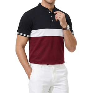 Camisas Polo para Hombre al Por Mayor, Cuello Mao, Diseño Tricolor, Manga Corta, Bordado Personalizado, Corte Ajustado - Product Image 1