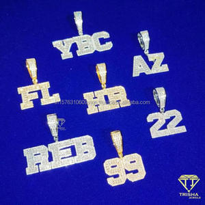 จี้หรูหรา "4CC" ประดับเพชรโมอิสซาไนต์ พร้อมสร้อยคอฮิปฮอปแบบมีตัวอักษรสั่งทำได้ สำหรับผู้ชายและผู้หญิง - Product Image 2