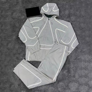 New Arrival <b>Reflective</b> Lightweight <b>Running</b> Streetwear Track Suit 2 Pieces <b>Jacket</b> and Pant Nylon Windbreaker Tracksuit Custom Set - Product Image 5