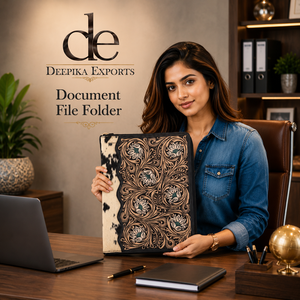 Nueva llegada de la cartera de cuero Tooled organizador de archivos Cartera de alta calidad personalizada de cuero genuino Floral cartera de documentos - Product Image 6