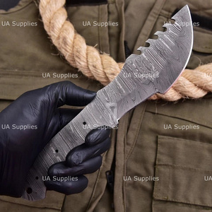 Cuchillo de Acero de Damasco Forjado a Mano de Alta Calidad, Hoja Lisa Pulida, Punta Caída, Kit para Fabricación de Cuchillos de Caza y Camping, OEM - Product Image 2