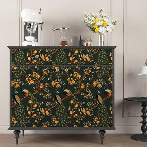 Papel Tapiz Floral Vintage Verde Oscuro con Diseño de Pavo Real, 17.5'' x 118'', Papel Tapiz Autoadhesivo con Flores Botánicas - Product Image 2