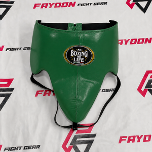 No Boxing No Life OEM Protection de l'aine en cuir de vachette véritable vert, personnalisable avec logo, pour l'entraînement, ajustable, vente en gros - Product Image 1