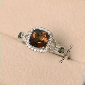 Sultanite <b>Ring</b>-Colours Changing Sultanite <b>Ring</b>-Colours Changing <b>Ring</b>-Sultanite <b>Ring</b>-Silver Sultanite <b>Ring</b>-<b>Cushion</b> Sultanite <b>Ring</b> - Product Image 4