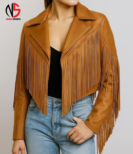 Veste en cuir véritable noire pour homme, imperméable et respirante, avec franges à pompons, col rabattu, style moto, veste courte, vêtements d'hiver - Product Image 6