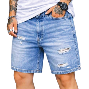 Shorts en laine peignée écologiques pour hommes, couleur unie, délavage clair, style streetwear, mode estivale avec poches classiques - Product Image 5