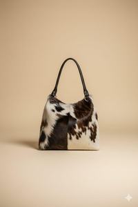 Sac fourre-tout en cuir véritable de vachette à poils, brodé, avec fermeture éclair, style vintage, pour femme, personnalisable LHTB-0012 - Product Image 4