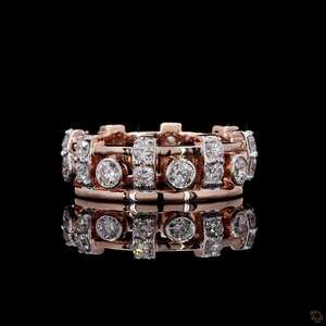 Bague éternité 1.88ct diamants cultivés en laboratoire en or rose 14K lunette et prong ensemble large bande de déclaration - Product Image 3