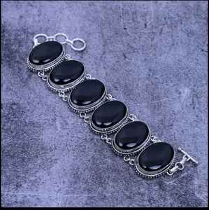 Pulsera de Plata de Ley 925 con Piedra de Ónix Negro, Excelente Calidad, Hecha a Mano, Diseño Personalizado para Mujer, Joyería Fina - Product Image 1