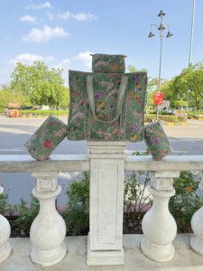 Sac fourre-tout bohème en velours matelassé, couleur unie, grande capacité, ouverture par le haut, fermeture éclair, doublure en coton, pour l'été et la plage, pour femme - Product Image 3