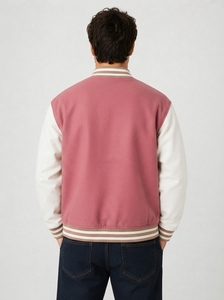 <b>Men's</b> Casual <b>Baseball</b> Bomber Varsity <b>Jacket</b> Two Tone Contrast Sleeve Outerwear Ribbed Knit Trim Snap Closure Waterproof - Product Image 5