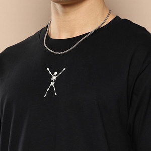 T-shirt pour homme à manches courtes noir, nouvelle édition, col rond uni, coupe classique, décontracté, 100% coton, 180g - Product Image 4