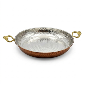 Hammered Brass Fry <b>Pan</b> with <b>Handle</b> | Premium Brass Skillet for Cooking | Traditional Indian Frying <b>Pan</b> | Heavy Duty Kitchen Cook - Product Image 1