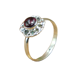 Natural Red Garnet Gemstone 925 Sterling <b>Silver</b> Handmade Floral <b>Boho</b> <b>Ring</b> for Women Round Cabochon Garnet <b>Silver</b> Statement <b>Ring</b> - Product Image 1