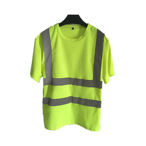 Men Hi Vis Yellow Short Sleeve Shirts Reflective Work Wear Safety Shirt Strip Security Construction High Visibility T Shirt - Product Image 2