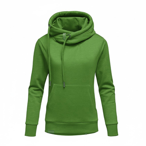 Sweat-shirt à capuche pour femme, couleur unie, manches longues, tricoté en coton et fibre de bambou, avec poches, style décontracté respirant pour l'automne - Product Image 6