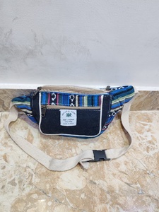 MAHOLOOM Cotton Waist Bag Geometric Pattern Zipper Closure Unisex Daily Use 33x15cm - Product Image 4