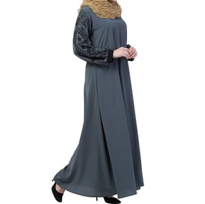 Fashionable Open Women Casual Modest Straight Maxi Chiffon Abaya Custom Wholesale Islamic Clothing Plus Size 100% Silk Abayas - Product Image 5