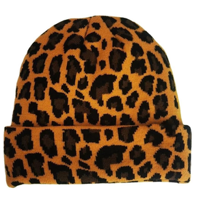 Unisex <b>Leopard</b> <b>Print</b> Camouflage Jacquard Beanie <b>Hat</b> 100% Acrylic Winter Warm Vintage Style Beach Cap for Adults - Product Image 6