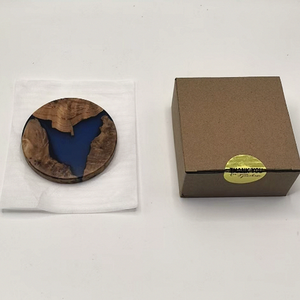 4 Pcs Set Round Wooden <b>Coasters</b> with Epoxy Resin, Bar <b>Coaster</b> for <b>Drinks</b>, Modern <b>Coasters</b> for Bar Kitchen Home Apartment - Product Image 3