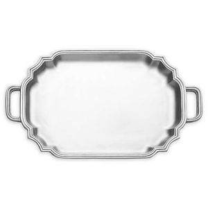 Plateau de service rectangulaire en métal poli avec gravure florale, bord en corde et poignées, plateaux de service pour aliments et boissons - Product Image 6