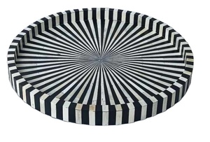 ถาดไม้ฝังลายโลโก้แบบกำหนดเอง ถาดเสิร์ฟลายไม้ฝังกระดูก ถาดไม้ทำมือแบบดั้งเดิมสำหรับร้านอาหาร โรงแรม และใช้ในบ้าน - Product Image 2