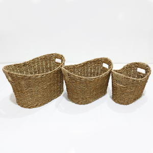 Juego de Cestas de Almacenamiento Multifuncionales Tejidas con Hierba Marina Sostenible, Organizador para el Hogar con Asas - Product Image 1