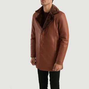 Professional Manufacturer <b>Men's</b> <b>Long</b> Sleeve Leather Trench Coat Covered Button Closure Breathable Eco-Friendly Outerwear OEM - Product Image 3