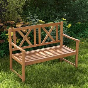 Cozy 2-Person <b>Wood</b> Outdoor <b>Bench</b> with Armrest and Backrest for Patios - Product Image 3