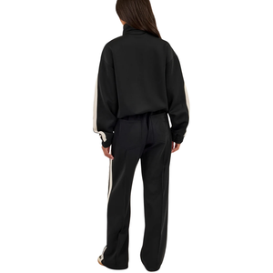 <b>Women</b> Full Zip Hooded Tracksuit Set Contrast Piping Jacket Wide Leg Trousers Casual Streetwear Two Piece <b>Lounge</b> Outfit Essential - Product Image 1
