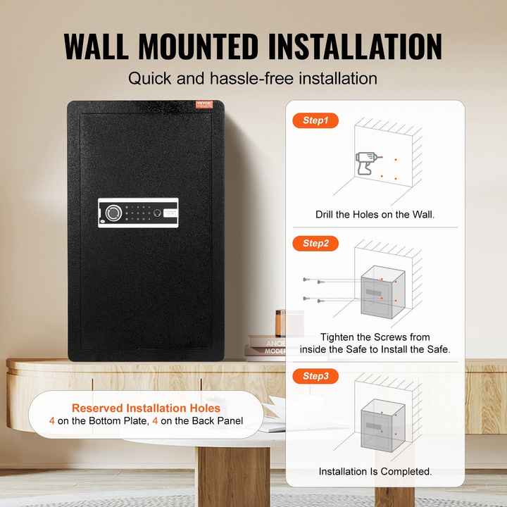 Single Door 4.0 Cu.ft Black Safe Box Key Password Fingerprint Lock for Organizing Cash Passports Jewelry Gold Watches Documents