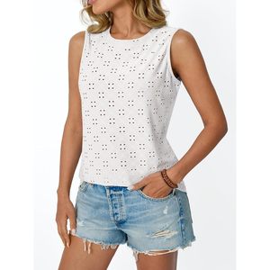 2025 camisetas sin mangas de verano 2025 para mujer, camisetas de ganchillo sin mangas con ojales 3D, trajes informales para vacaciones en la playa de primavera - Product Image 5