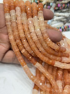 Perles de pierres précieuses de haute qualité pour la fabrication de bijoux, 17 pouces, Avanturine naturelle ombrée, facettées, forme Heishi, taille 7-8 mm - Product Image 5