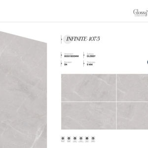 กระเบื้องพอร์ซเลนลายหินอ่อนเกรดพรีเมียม เงา ขนาด 800x1600 1200x1800 750x1500 มม. แผ่นใหญ่ สำหรับโครงการระดับไฮเอนด์ - Product Image 1