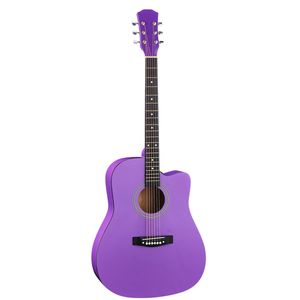 Guitarra Acústica Morada de 41 Pulgadas con Cutaway en Forma de Barril, Cuerdas, Capo, Funda, Afinador, Llave de Afinación y Herramienta - Acero Pintado - Product Image 2