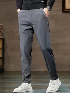 Pantalon de costume formel pour homme, coupe slim, luxueux, de haute qualité, en coton et polyester extensible, chino droit, respirant, pour un usage décontracté - Product Image 6