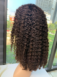 Vente en gros de haute qualité vierge crue longue bouclée vietnamienne cheveux bruts fermeture perruque noir brun couleur 50cm - Product Image 6