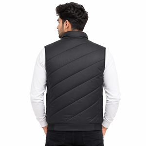 Men's Quilted Puffer Vest Custom Logo Stand Collar Zipper Padded Sleeveless Men's <b>Jackets</b> Wholesale Winter Outdoor Outerwear USA - Product Image 3