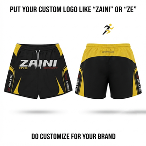 Shorts coupe-vent en microfibre de polyester 120 GSM, blanc et noir, avec logo personnalisé par sublimation, shorts coupe-vent en nylon - Product Image 5